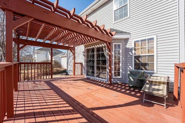 wooden terrace featuring a pergola