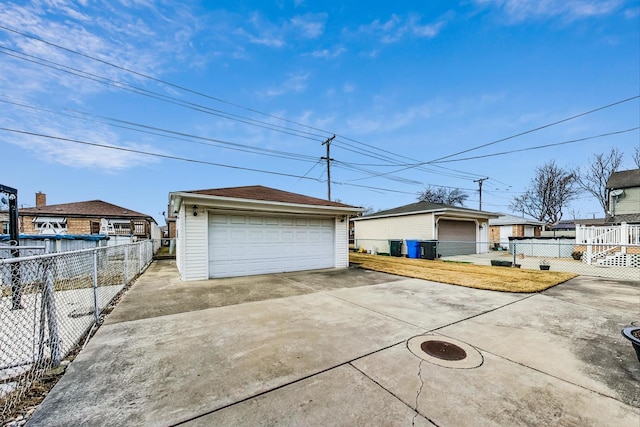 detached garage with fence