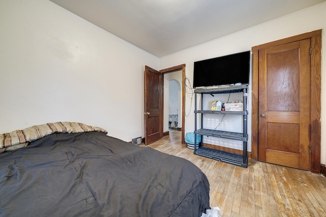 bedroom featuring light wood-type flooring