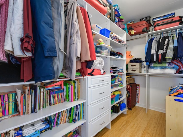 spacious closet featuring wood finished floors