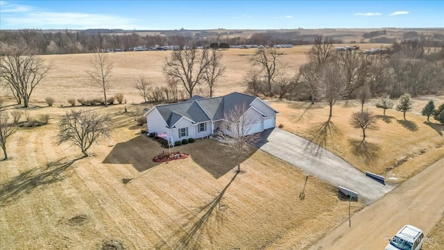 drone / aerial view with a rural view