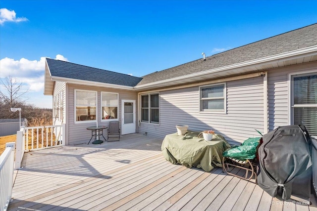 deck featuring area for grilling