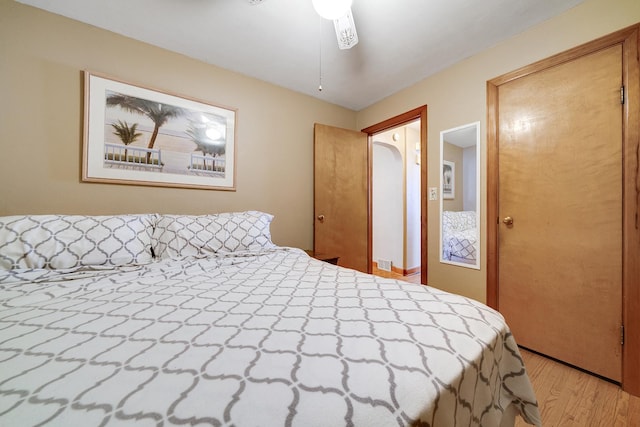 bedroom with light wood-style flooring