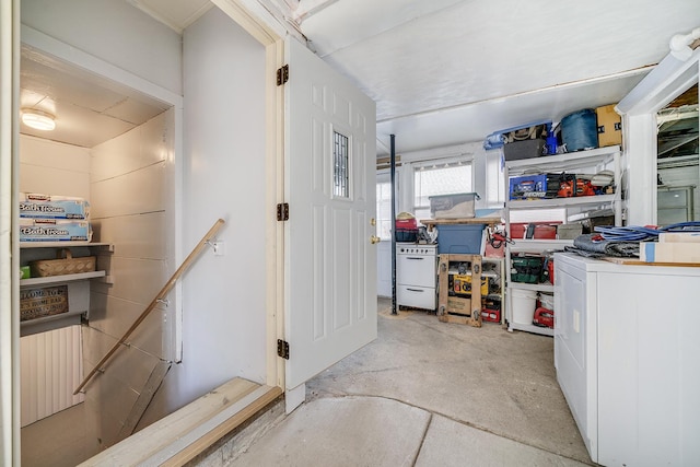 storage area with washer / dryer