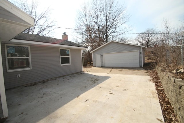 view of detached garage