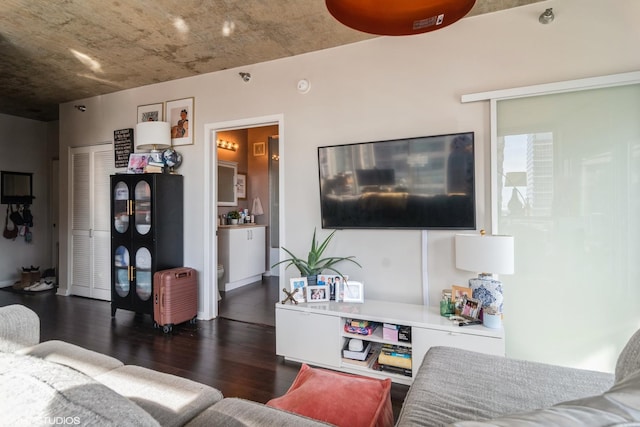 living area featuring wood finished floors