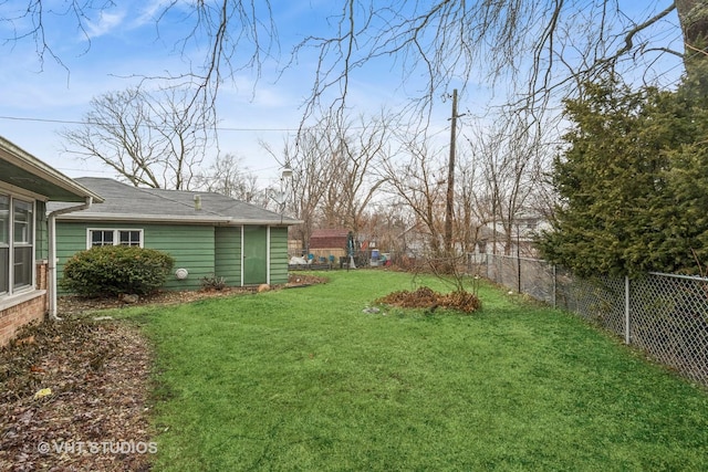 view of yard featuring a fenced backyard