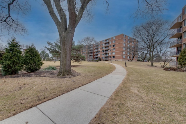 view of home's community with a lawn