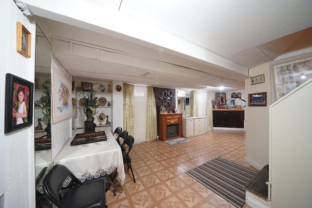 hallway featuring light floors