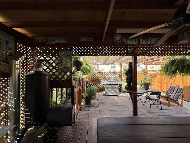 deck featuring fence