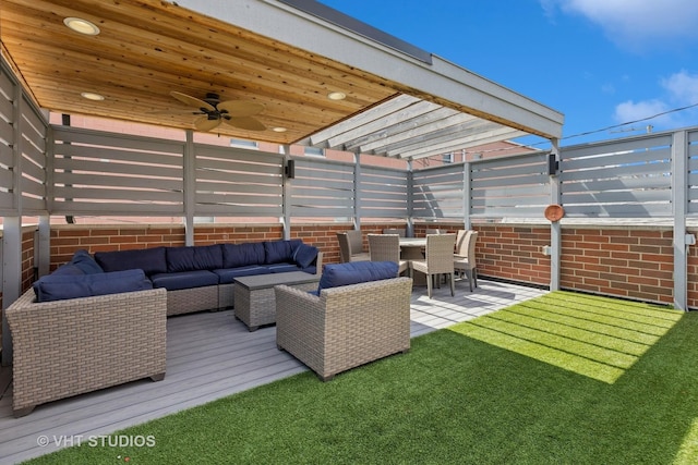 1307 W Wellington Ave, Chicago, IL 60657 - view of patio / terrace featuring an outdoor hangout area and ceiling fan
