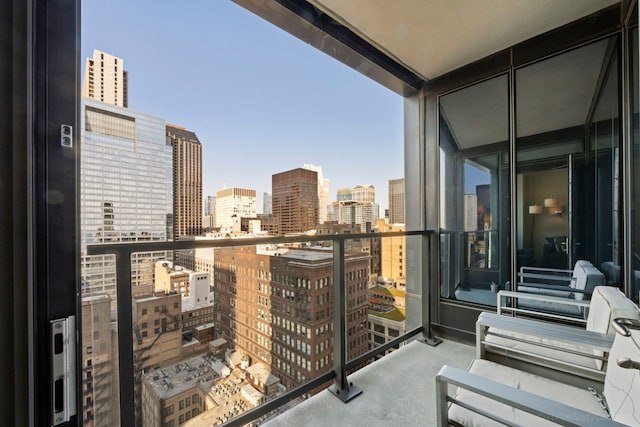 balcony with a view of city