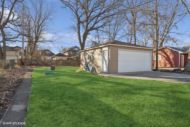 detached garage with fence