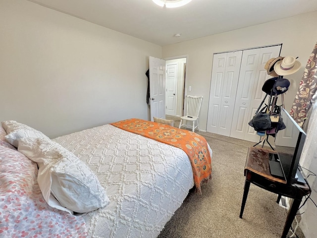 carpeted bedroom featuring a closet