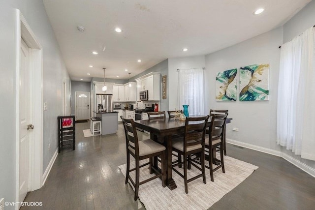 4904 W Fulton St, Chicago, IL 60644 - dining area with recessed lighting, baseboards, and dark wood-style floors