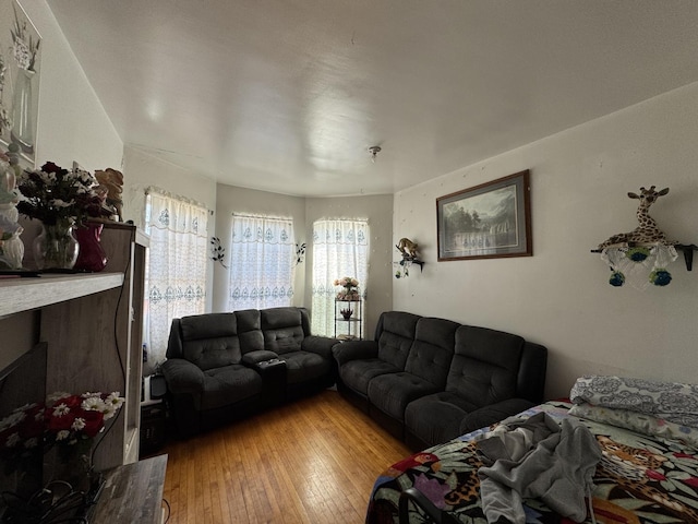 living area with wood-type flooring