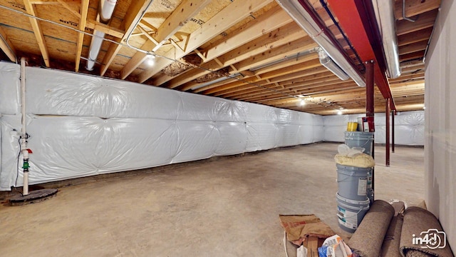 view of unfinished basement