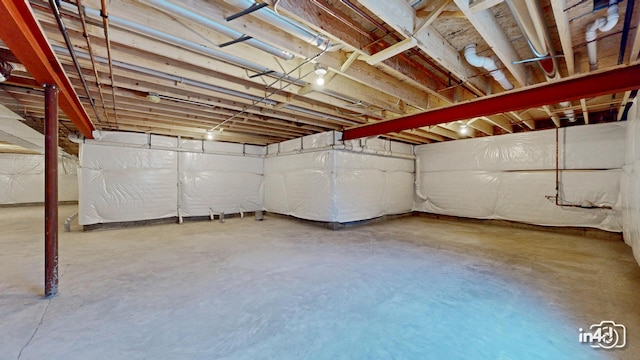 view of unfinished basement