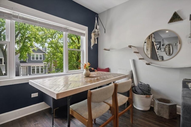 dining room with baseboards and wood finished floors