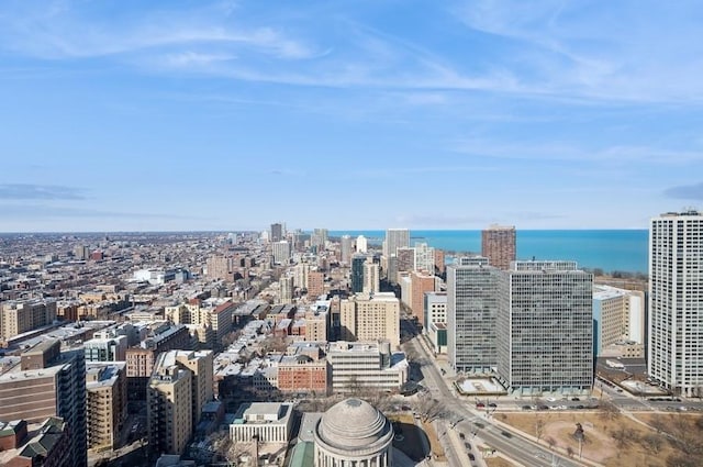 view of city with a water view