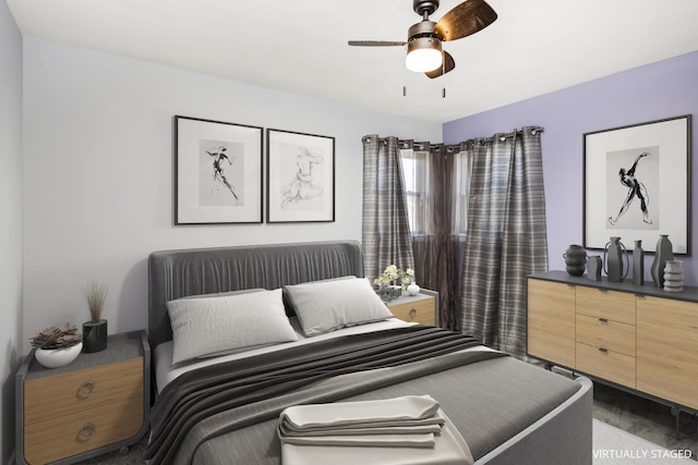 bedroom featuring a ceiling fan