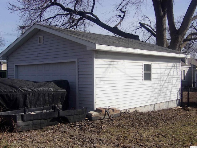 view of detached garage