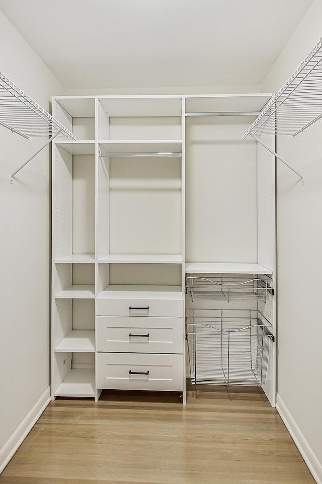 spacious closet with light wood-style flooring