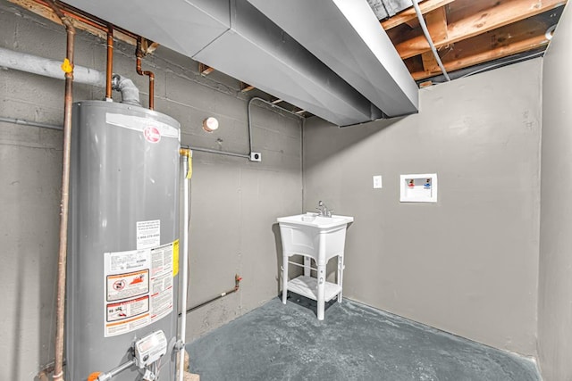 utility room with water heater