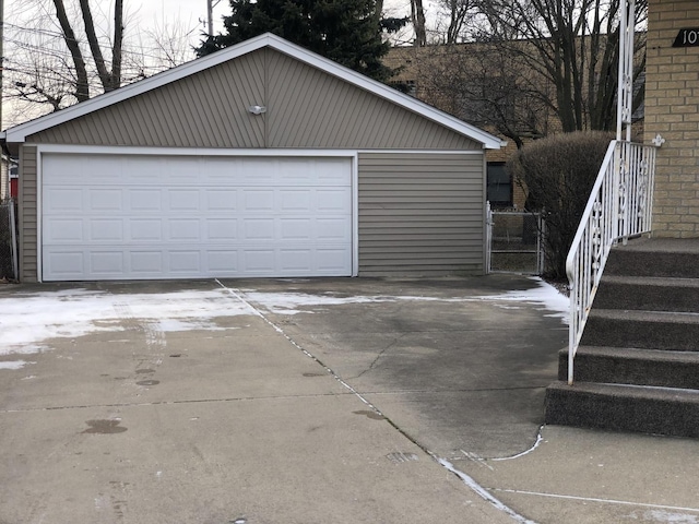 view of detached garage