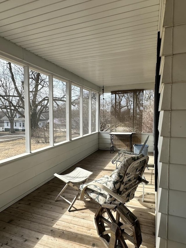 view of unfurnished sunroom