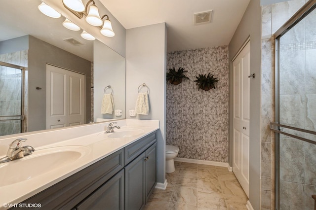 full bath with a closet, visible vents, and a sink