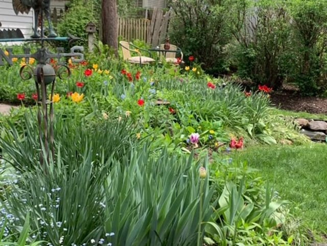 view of yard featuring a garden and fence