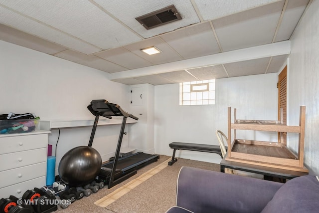 workout area featuring visible vents