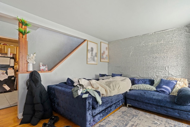 living area with wood finished floors