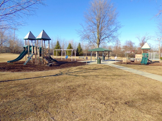 communal playground with a yard