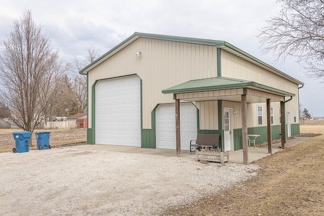 view of detached garage