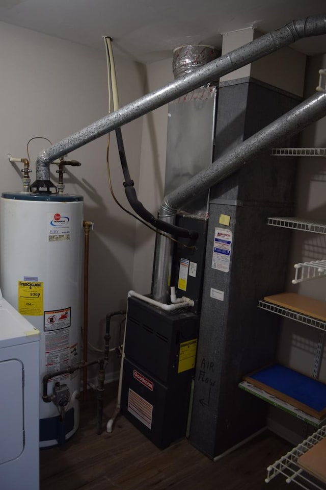 utility room featuring washer / clothes dryer and gas water heater