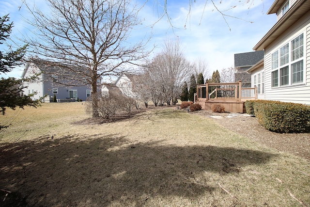 view of yard with a deck