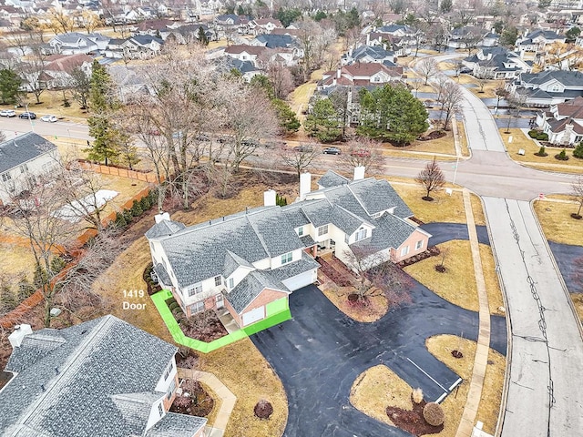 aerial view with a residential view