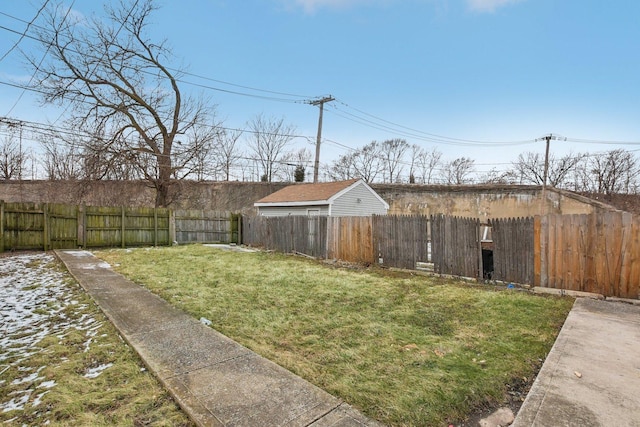 view of yard with a fenced backyard