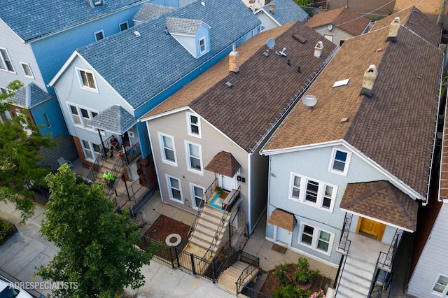 drone / aerial view with a residential view