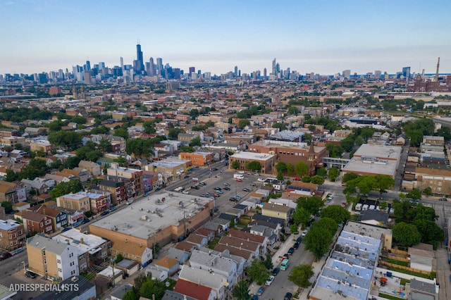 aerial view featuring a city view