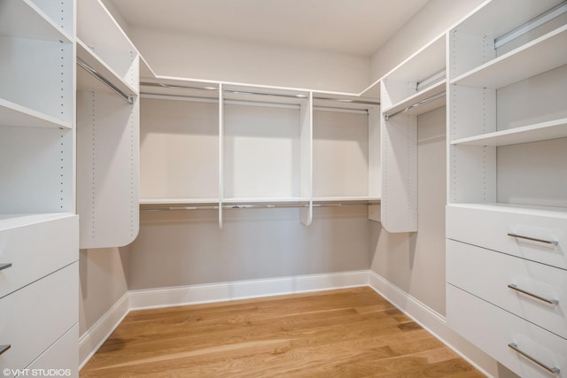 spacious closet with light wood-style flooring