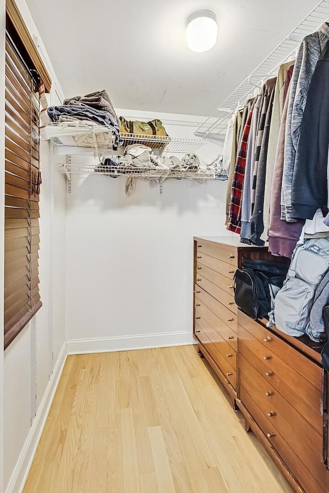 walk in closet featuring wood finished floors