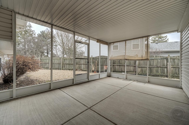 view of unfurnished sunroom