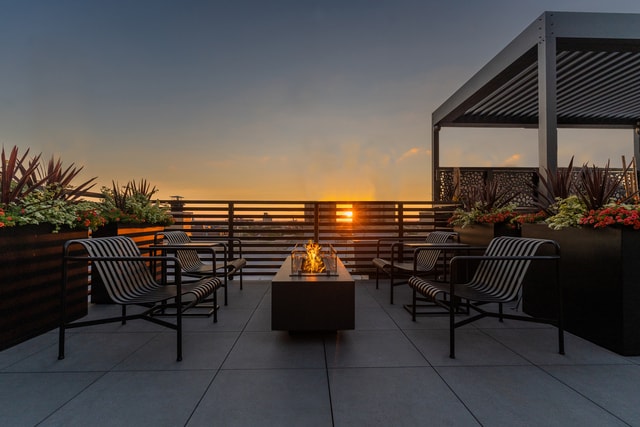 view of patio / terrace featuring an outdoor living space with a fire pit