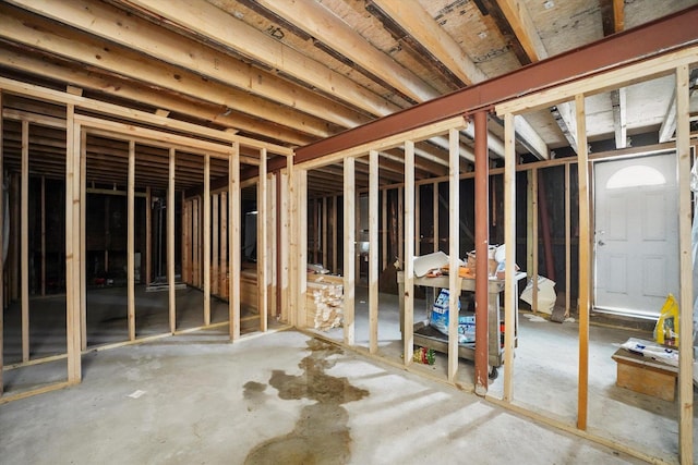 view of unfinished basement