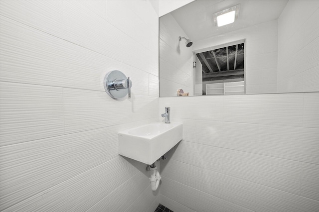 bathroom featuring walk in shower