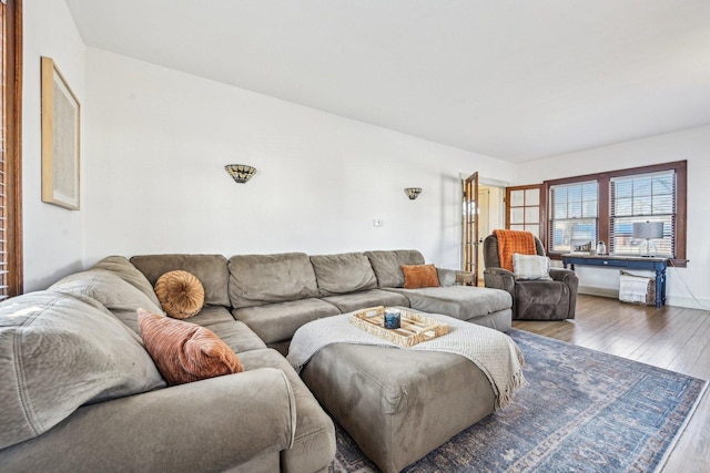 living room with hardwood / wood-style floors