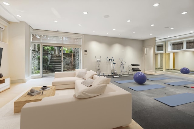 interior space featuring baseboards and recessed lighting